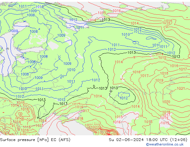 Pressione al suolo EC (AIFS) dom 02.06.2024 18 UTC