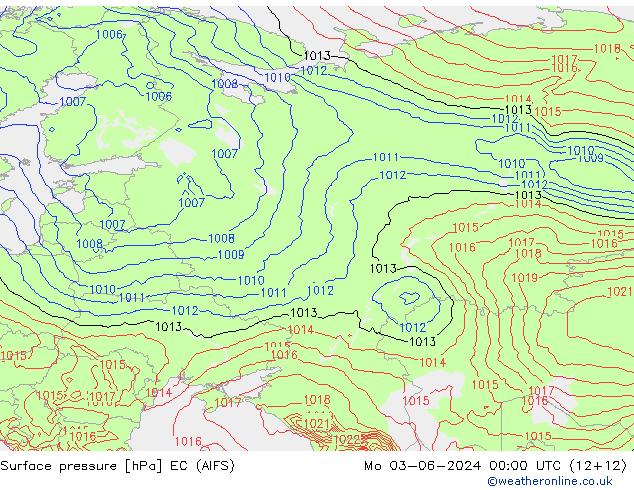 ciśnienie EC (AIFS) pon. 03.06.2024 00 UTC