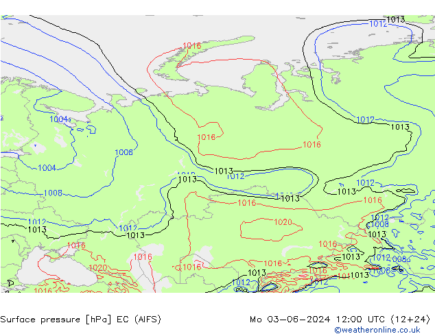 Surface pressure EC (AIFS) Mo 03.06.2024 12 UTC