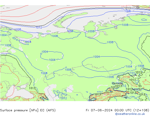 Surface pressure EC (AIFS) Fr 07.06.2024 00 UTC