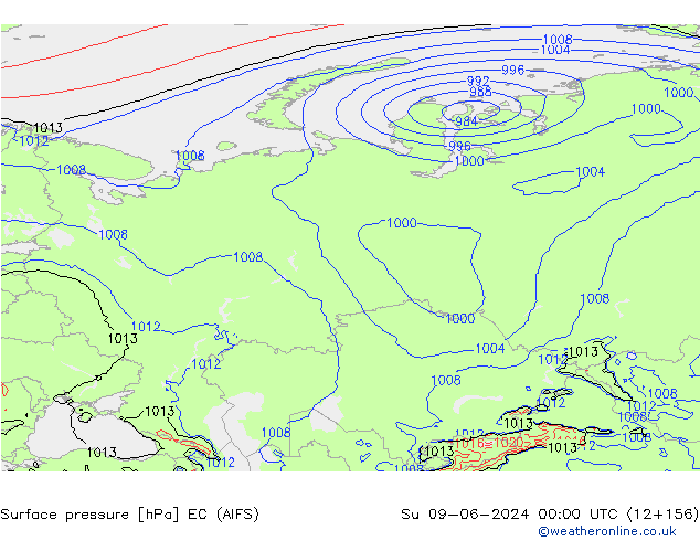 pression de l'air EC (AIFS) dim 09.06.2024 00 UTC