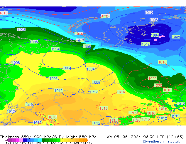 Thck 850-1000 hPa EC (AIFS) St 05.06.2024 06 UTC