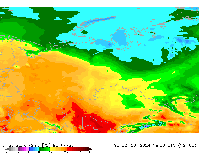 карта температуры EC (AIFS) Вс 02.06.2024 18 UTC