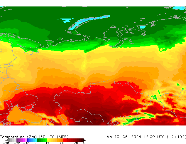 Temperature (2m) EC (AIFS) Po 10.06.2024 12 UTC