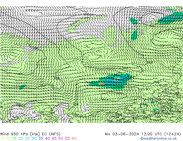 Vento 950 hPa EC (AIFS) lun 03.06.2024 12 UTC