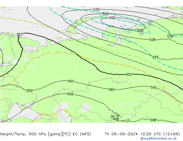 Height/Temp. 500 hPa EC (AIFS) Th 06.06.2024 12 UTC