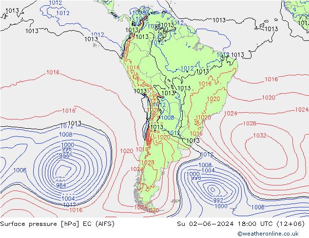 Pressione al suolo EC (AIFS) dom 02.06.2024 18 UTC