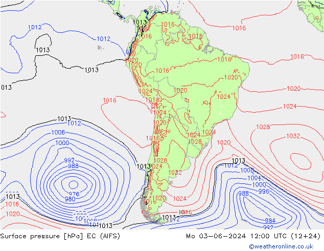 Presión superficial EC (AIFS) lun 03.06.2024 12 UTC