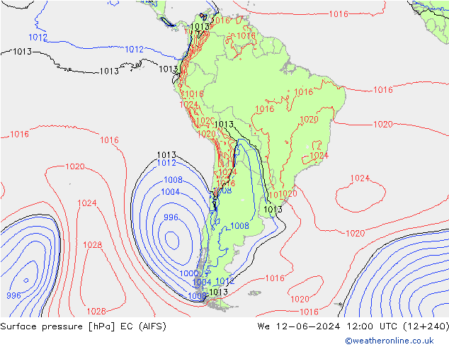 Pressione al suolo EC (AIFS) mer 12.06.2024 12 UTC