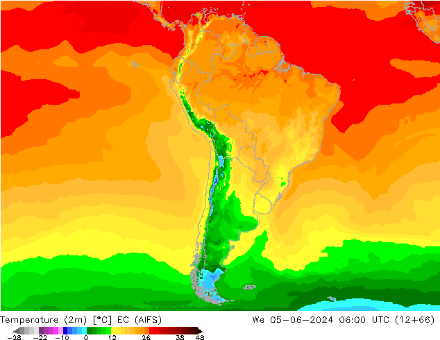 Temperatuurkaart (2m) EC (AIFS) wo 05.06.2024 06 UTC