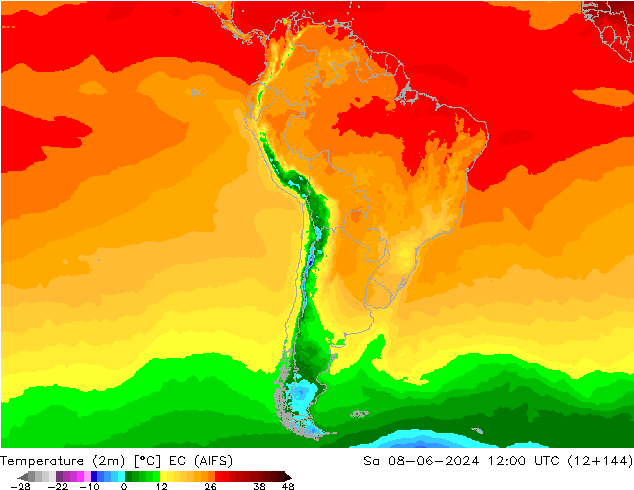 Sıcaklık Haritası (2m) EC (AIFS) Cts 08.06.2024 12 UTC