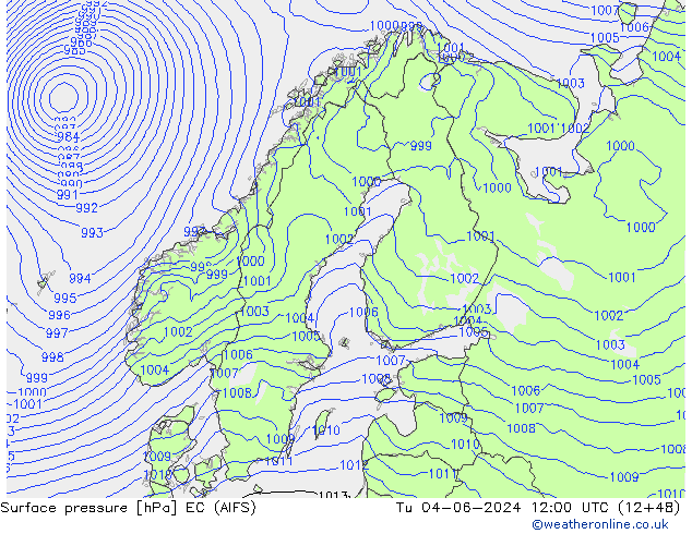 Pressione al suolo EC (AIFS) mar 04.06.2024 12 UTC