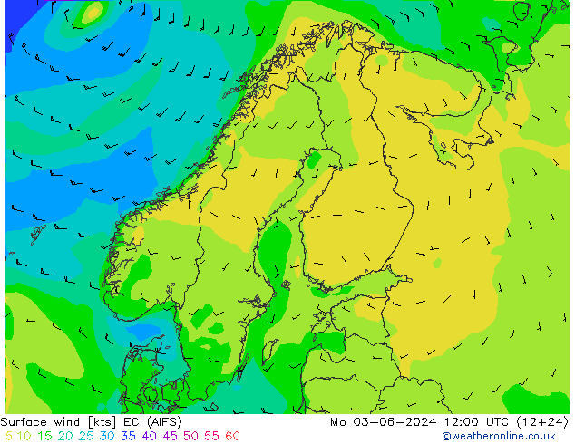 Viento 10 m EC (AIFS) lun 03.06.2024 12 UTC