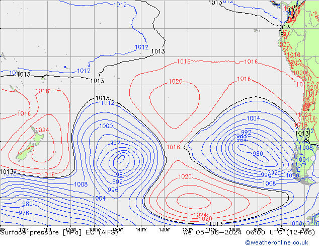 Pressione al suolo EC (AIFS) mer 05.06.2024 06 UTC