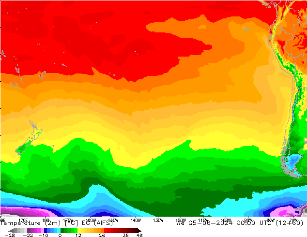Temperatura (2m) EC (AIFS) Qua 05.06.2024 00 UTC