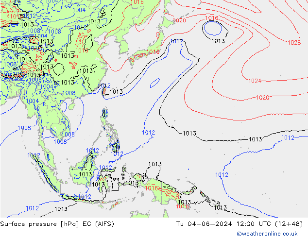 pressão do solo EC (AIFS) Ter 04.06.2024 12 UTC