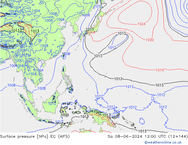 приземное давление EC (AIFS) сб 08.06.2024 12 UTC
