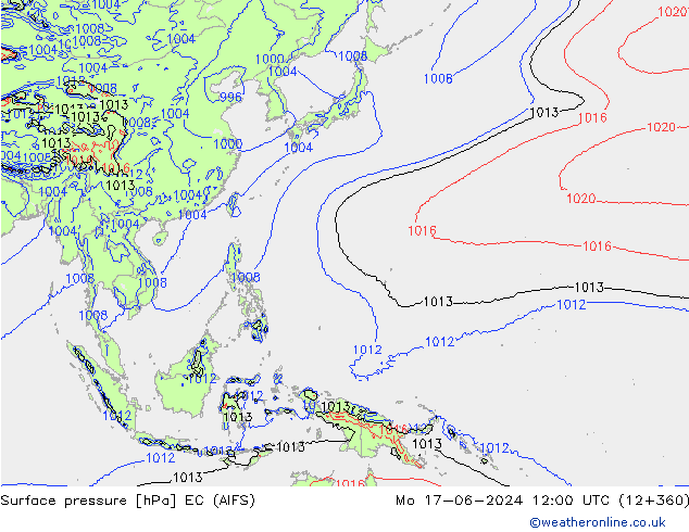 Surface pressure EC (AIFS) Mo 17.06.2024 12 UTC