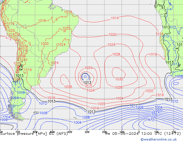 Pressione al suolo EC (AIFS) mer 05.06.2024 12 UTC