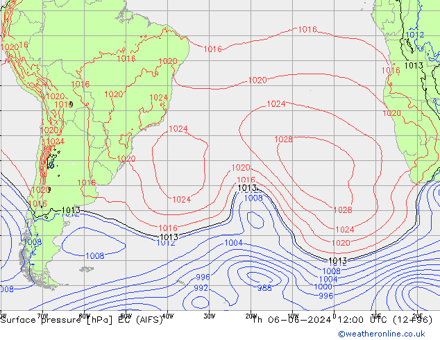 Yer basıncı EC (AIFS) Per 06.06.2024 12 UTC