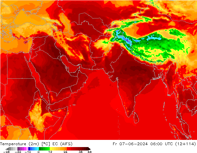 温度图 EC (AIFS) 星期五 07.06.2024 06 UTC