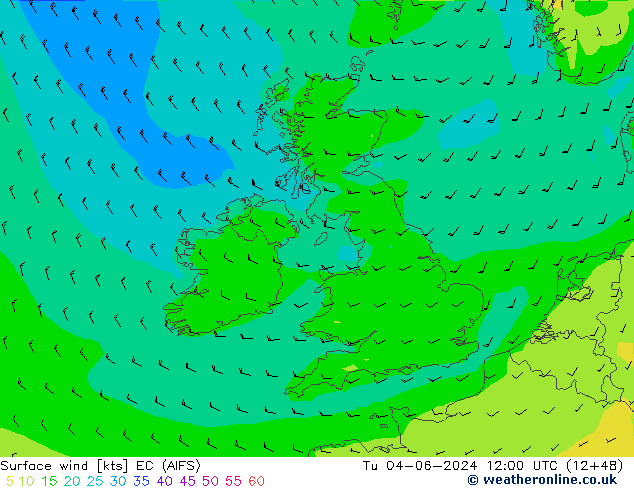 Surface wind EC (AIFS) Tu 04.06.2024 12 UTC