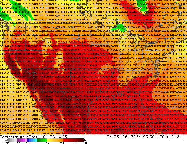 Temperatuurkaart (2m) EC (AIFS) do 06.06.2024 00 UTC