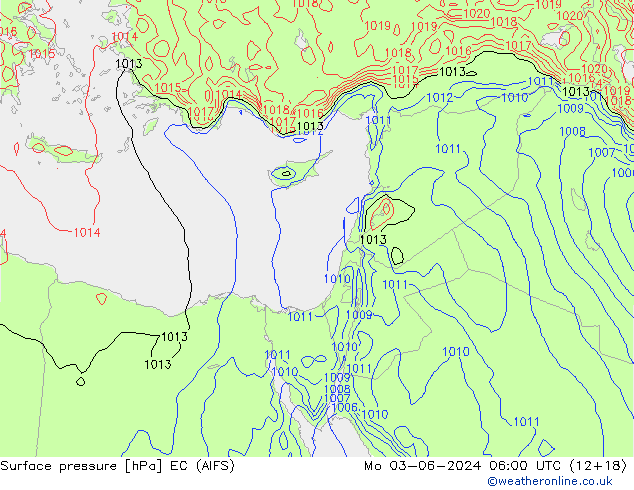 Presión superficial EC (AIFS) lun 03.06.2024 06 UTC