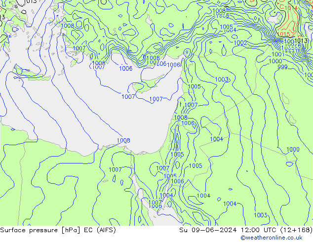 Surface pressure EC (AIFS) Su 09.06.2024 12 UTC