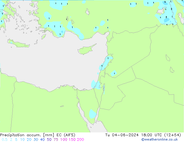 Precipitation accum. EC (AIFS) mar 04.06.2024 18 UTC