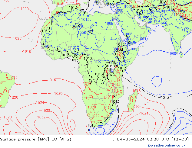 приземное давление EC (AIFS) вт 04.06.2024 00 UTC
