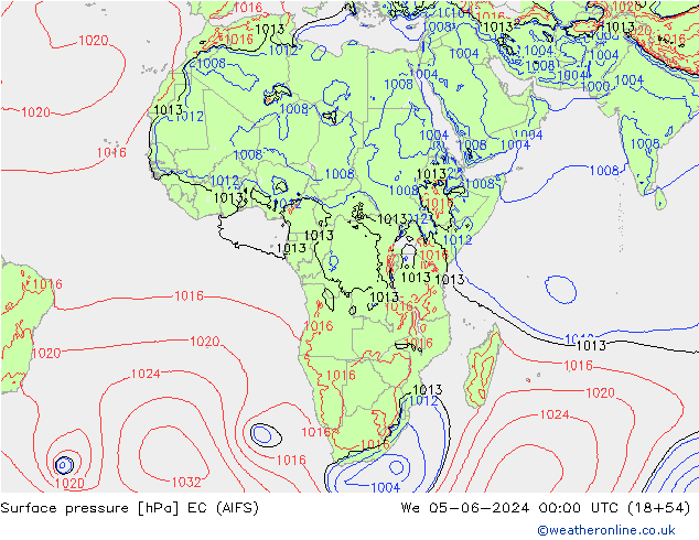 Surface pressure EC (AIFS) We 05.06.2024 00 UTC