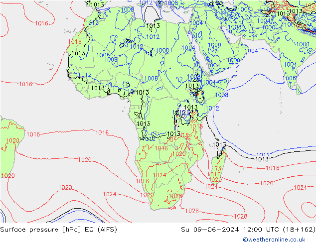 приземное давление EC (AIFS) Вс 09.06.2024 12 UTC