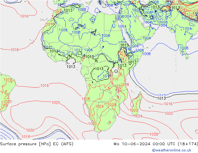 Pressione al suolo EC (AIFS) lun 10.06.2024 00 UTC