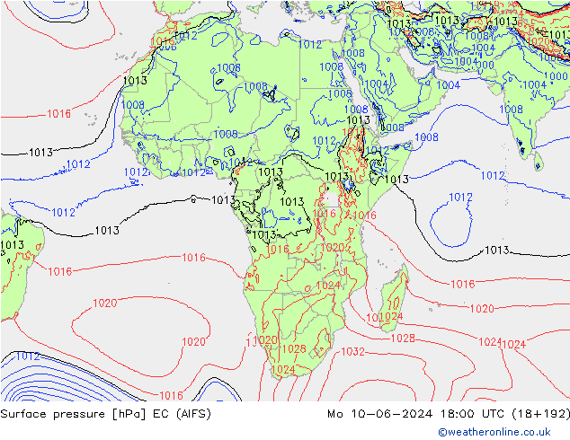 ciśnienie EC (AIFS) pon. 10.06.2024 18 UTC