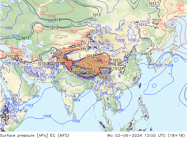 Pressione al suolo EC (AIFS) lun 03.06.2024 12 UTC