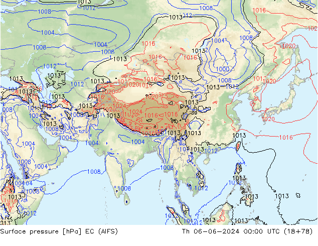 Pressione al suolo EC (AIFS) gio 06.06.2024 00 UTC