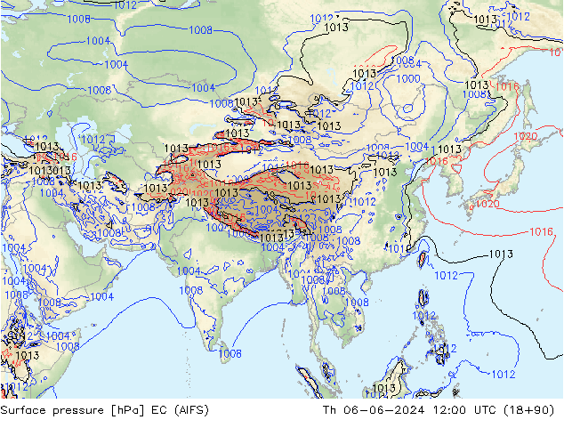 Yer basıncı EC (AIFS) Per 06.06.2024 12 UTC