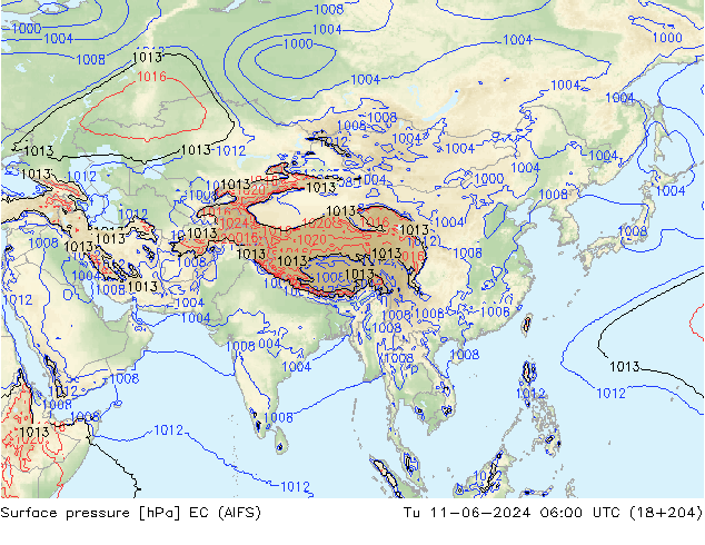 ciśnienie EC (AIFS) wto. 11.06.2024 06 UTC