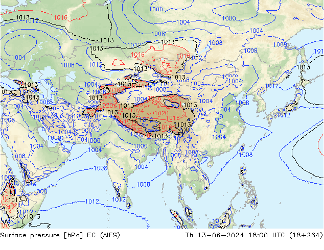 Surface pressure EC (AIFS) Th 13.06.2024 18 UTC