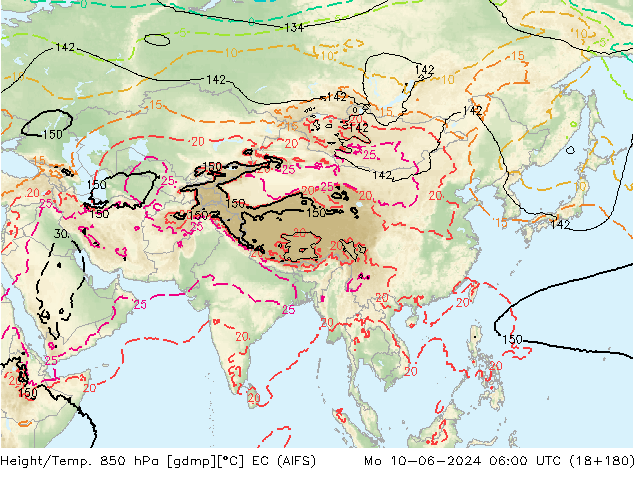 Height/Temp. 850 hPa EC (AIFS) Seg 10.06.2024 06 UTC