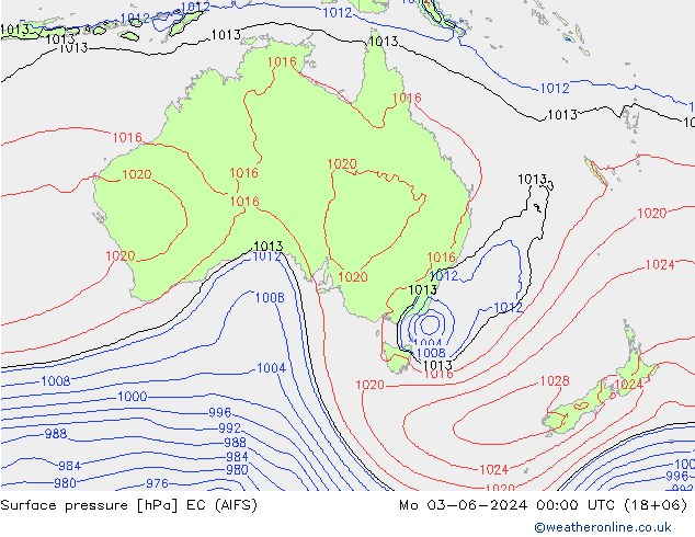 Surface pressure EC (AIFS) Mo 03.06.2024 00 UTC