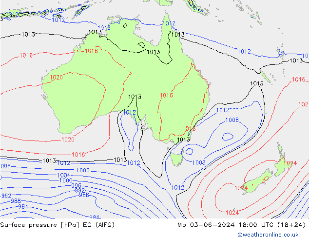 Pressione al suolo EC (AIFS) lun 03.06.2024 18 UTC