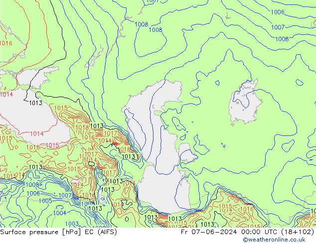 Pressione al suolo EC (AIFS) ven 07.06.2024 00 UTC