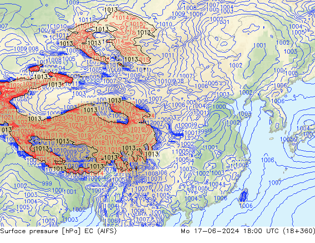 地面气压 EC (AIFS) 星期一 17.06.2024 18 UTC