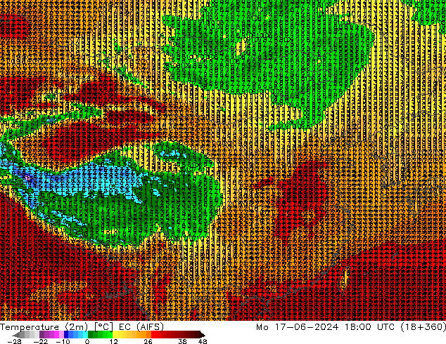 温度图 EC (AIFS) 星期一 17.06.2024 18 UTC