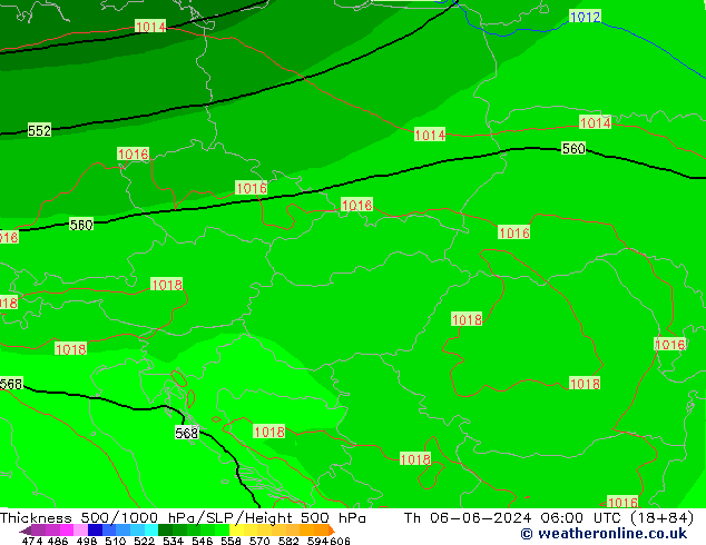 Thck 500-1000hPa EC (AIFS) Čt 06.06.2024 06 UTC