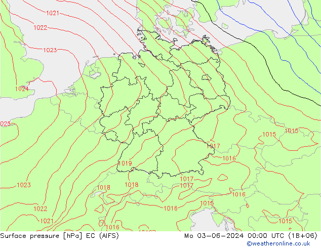 地面气压 EC (AIFS) 星期一 03.06.2024 00 UTC