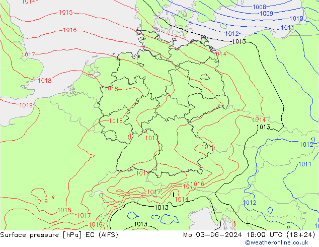 地面气压 EC (AIFS) 星期一 03.06.2024 18 UTC