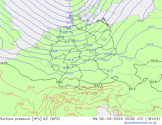 Pressione al suolo EC (AIFS) mer 05.06.2024 00 UTC